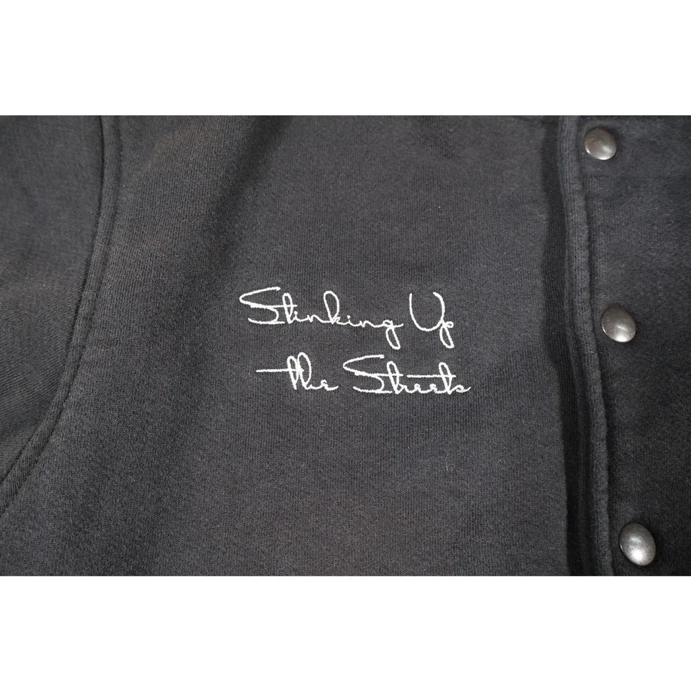 American Apparel Varsity Jacket Mens Large Skunk Stinking Up Streets USA Made